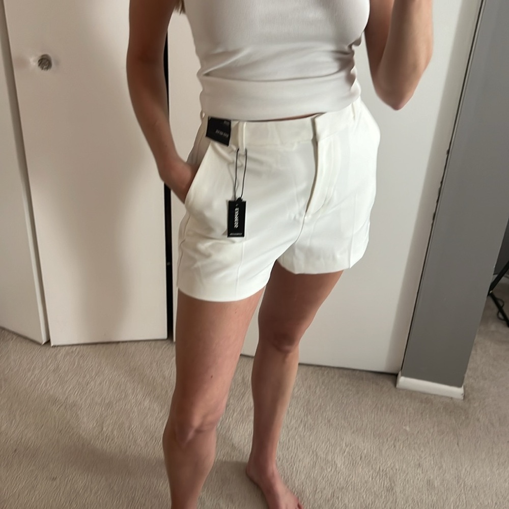 Express super high rise white shorts